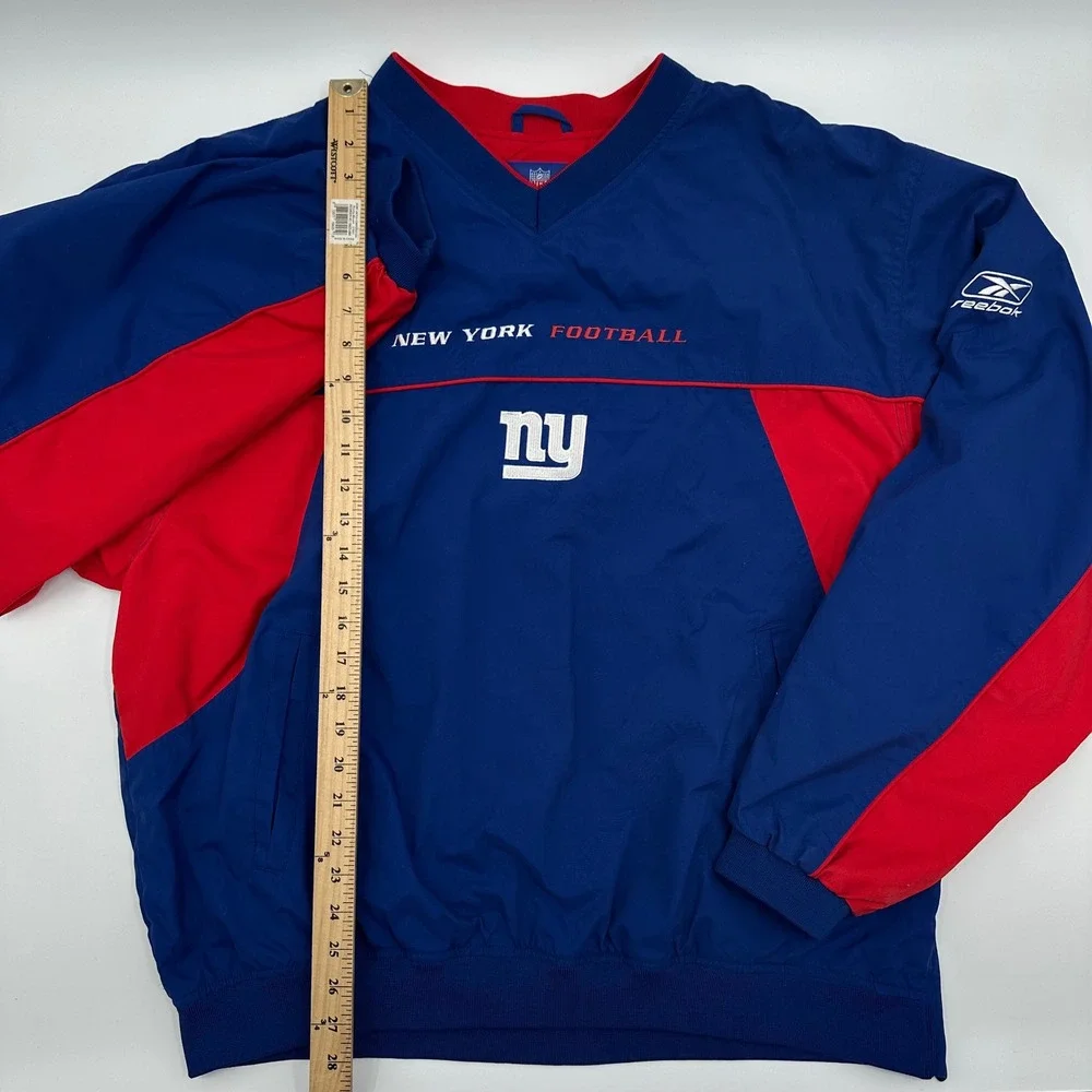 Reebok NFL On Field New York Giants Windbreaker Pullover Blue Red Mens XL VT Y2K - Picture 5 of 12